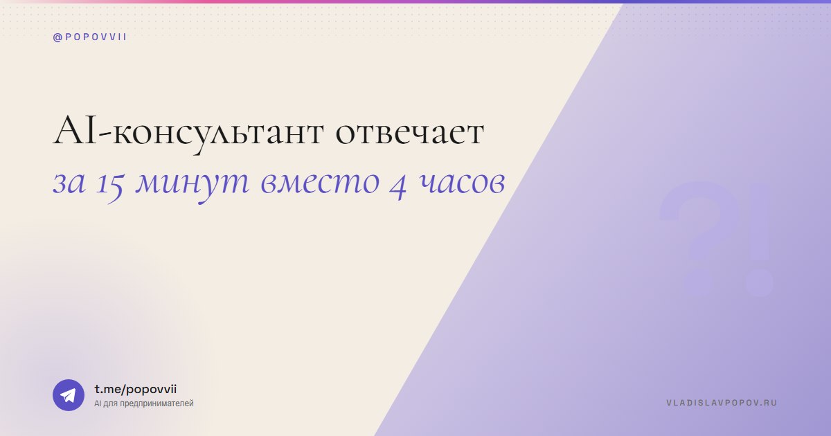 AI-консультант отвечает за 15 минут. Раньше ждали 4 часа