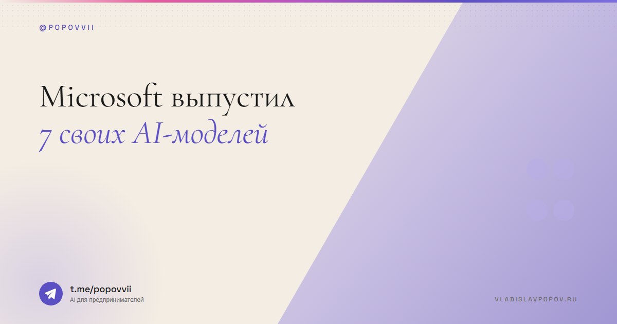 Microsoft выпустил 7 своих AI-моделей. Зависимость от OpenAI заканчивается.