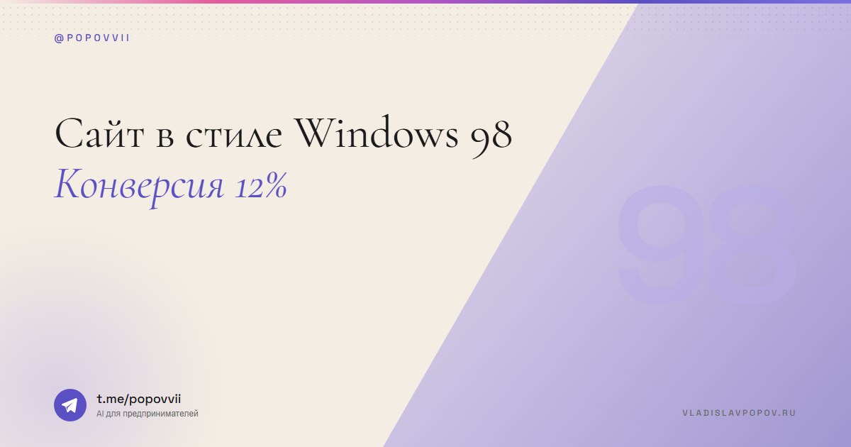 Сайт в стиле Windows 98. Конверсия 12%